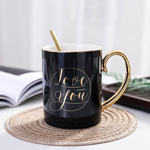 Valentines day gift Coffee mug cup with Spoon Anniversary present for husband wife gift for girlfriend boyfriend